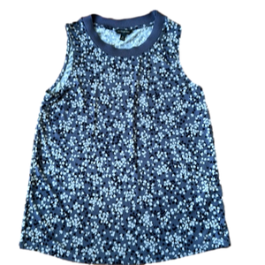 Banana Republic Sleeveless tank Blue Grey gentle floral Top - M - polyester